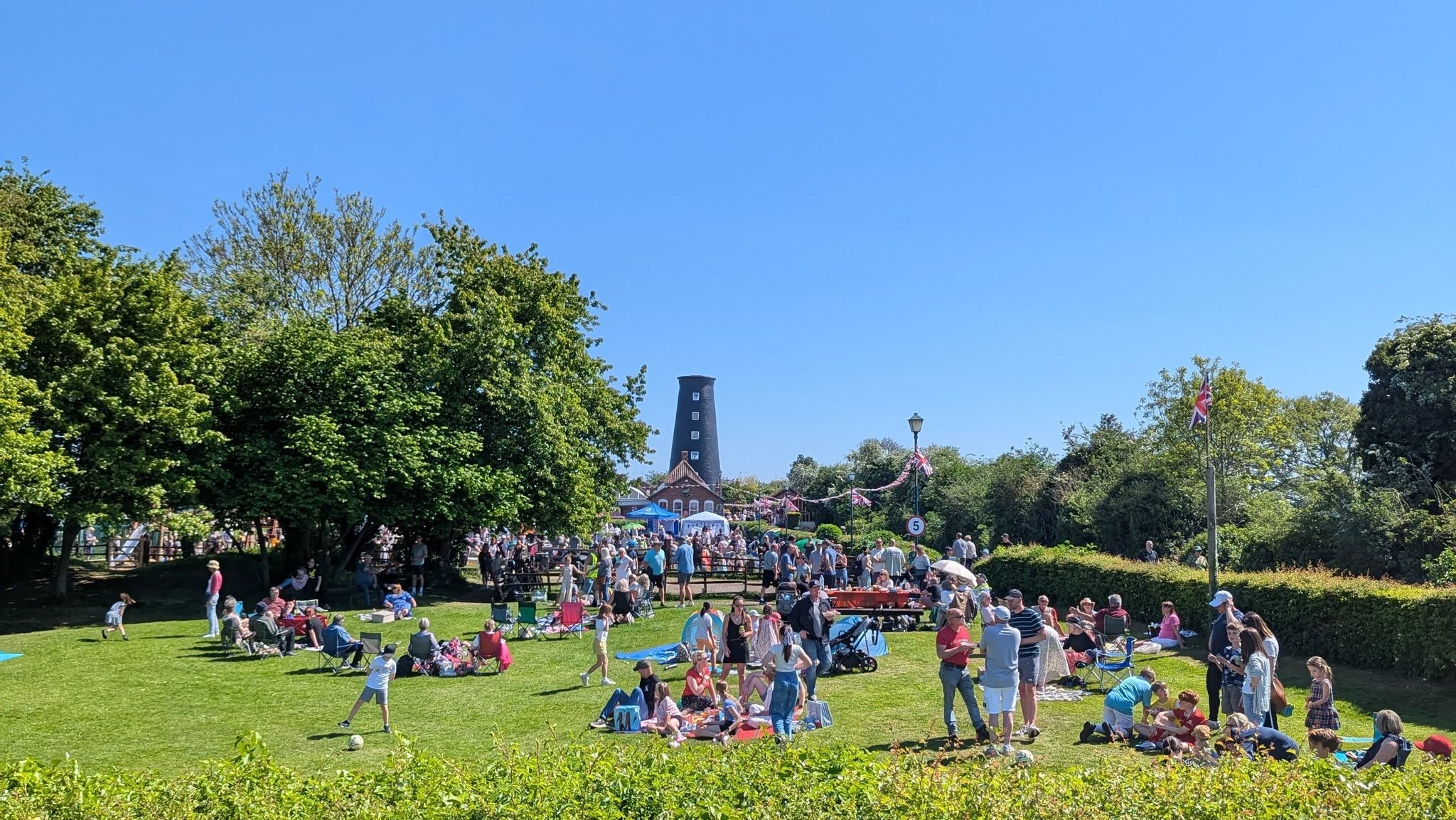 Crowd enjoying the outdoor Waltham Windmill event